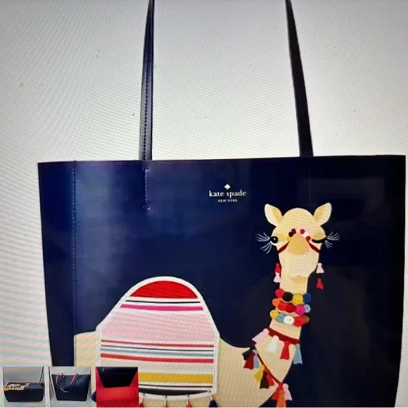 Kate Spade Camel Large Tote this is Navity Bag in Excellent Condition Blue/Multi - Picture 4 of 9